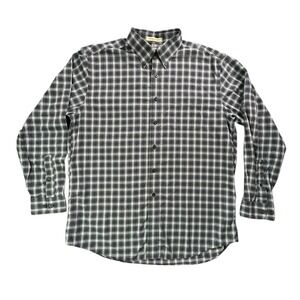 LL Bean L/S Wrinkle Resistant Button Down Mens Size L Green Blue White Check